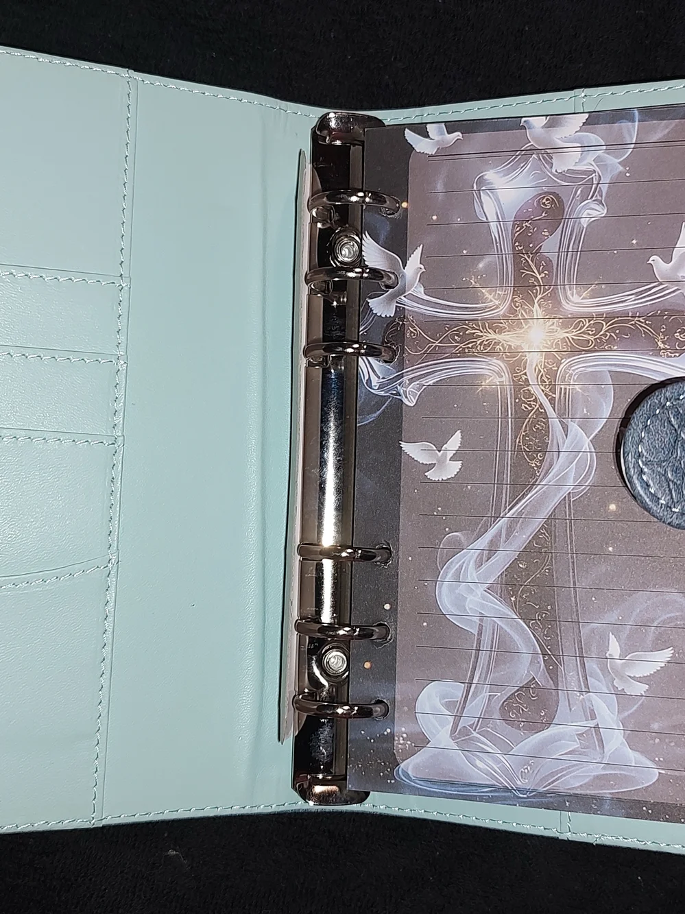 New! A6 SizeCroc-Embossed Blue Faux Leather Binder Notebook With Designer Paper